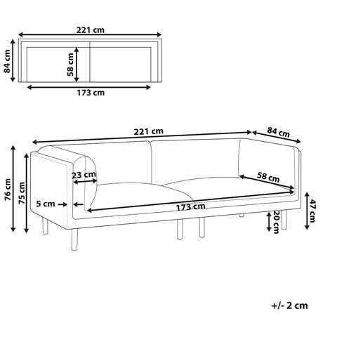 Divano 3 Posti Vorgod Tessuto Blu Scuro - Foto 7