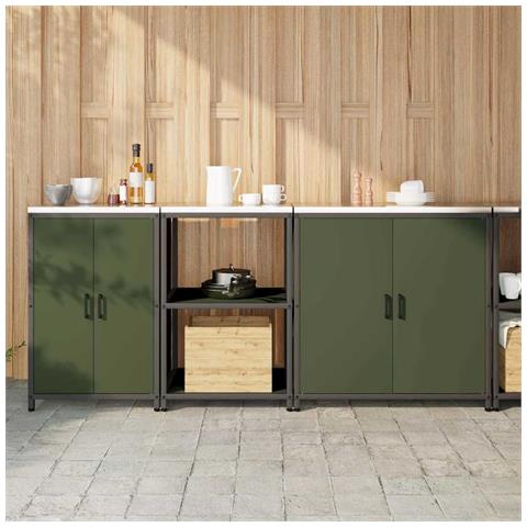 Set di Stoccaggio per Cucina 3 pcs Verde oliva 210 x 50 x 92 cm - Foto 2