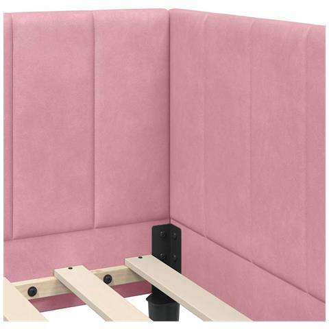 Cornice del letto ad angolo Rosa 80 x 200 cm Velluto - Foto 9