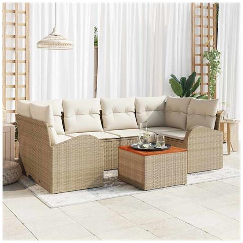 Set Divano da Giardino 7 pcs Beige e bianco - Foto 2