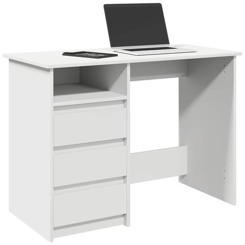 Scrivania Bianca 102x50x75 cm in Legno Multistrato - Foto 2