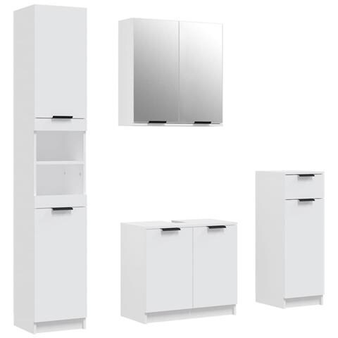 Set di Mobili da Bagno 4 pz Bianco in Legno Multistrato - Foto 1