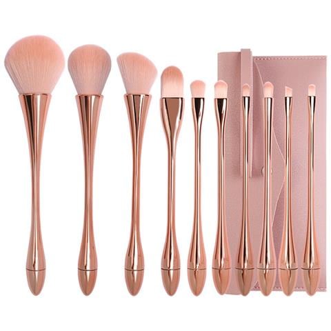 Set Di Pennelli Trucco Oro Rosa - 10 Pezzi Professionali Per Cosmetici - Foto 2