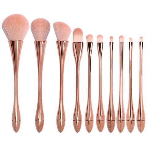 Set Di Pennelli Trucco Oro Rosa - 10 Pezzi Professionali Per Cosmetici - Foto 3
