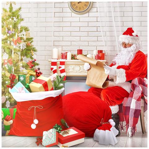 Grande Sacco Regalo Di Natale In Velluto Di Babbo Natale - Sacco Festivo 100x70cm - Foto 6