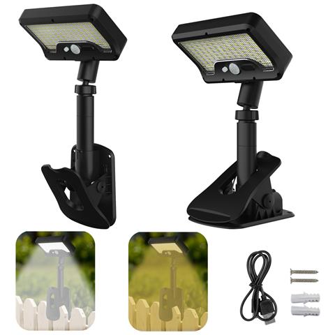 Luce Solare Da Giardino Con Clip, Sensore Di Movimento E 3 Temperature Di Colore Black - Foto 2