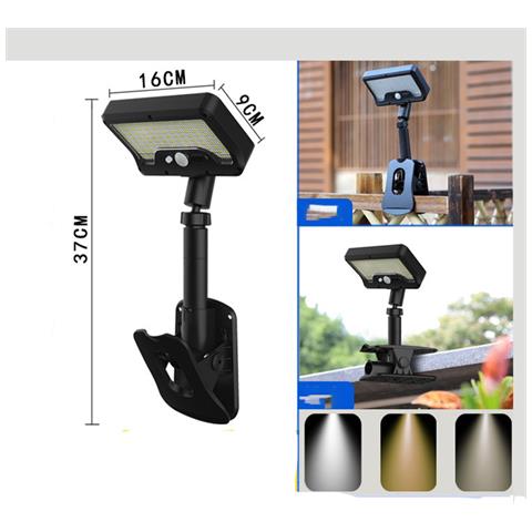 Luce Solare Da Giardino Con Clip, Sensore Di Movimento E 3 Temperature Di Colore Black - Foto 1