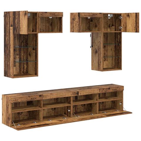 Unità per TV a Muro 6 pcs Rovere Nero 100 x 30 x 40 cm - Foto 9