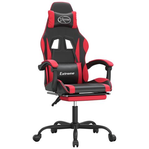 Sedia da Gaming Girevole Poggiapiedi Nero e Rosso Similpelle - Foto 1