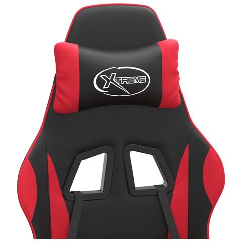 Sedia da Gaming Girevole Poggiapiedi Nero e Rosso Similpelle - Foto 9