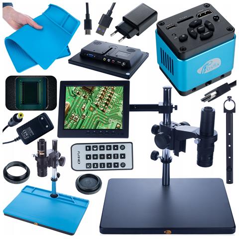 Set Mikroscopio Digitale Earth Pro Mcep-0.5x Con Camera Aquarius Pro 8,29mp, Tappetino Silicone, Supporto Display, Schermo 8"" - Alta Precisione E Versatilità - Foto 1