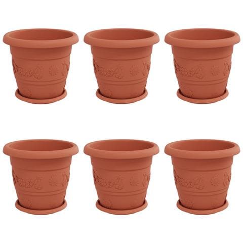 Vasi per Piante 6 pcs Rosso Mattone Ø 26 x 21.5 cm Plastica - Foto 1