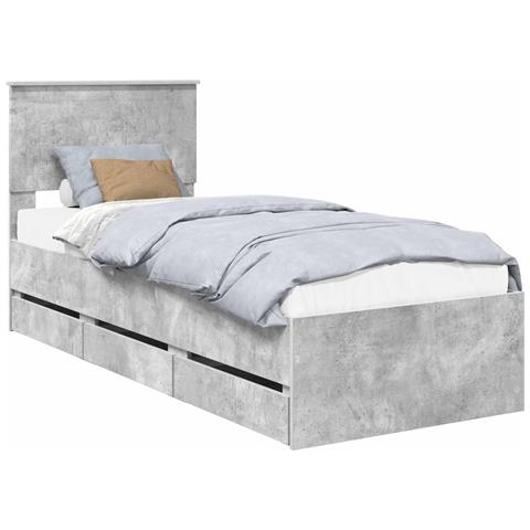 Struttura del letto con cassetto Grigio cemento 75 x 190 cm - Foto 1