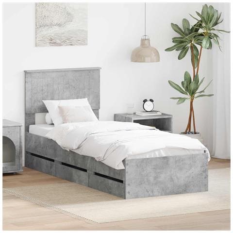 Struttura del letto con cassetto Grigio cemento 75 x 190 cm - Foto 2