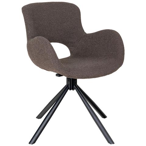 Set 2 Sedie Girevoli Da Pranzo Amorim In Bouclé Mushroom Con Gambe Nere - Foto 1