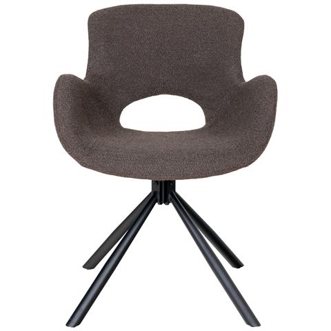 Set 2 Sedie Girevoli Da Pranzo Amorim In Bouclé Mushroom Con Gambe Nere - Foto 2