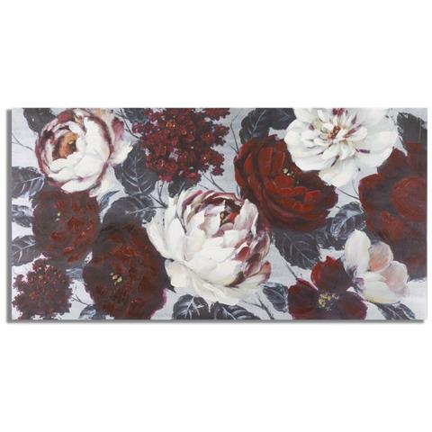 Dipinto Su Tela White Red Flower Composizione Floreale Rosso Bordeaux E Bianco 120x60 Cm - Foto 1