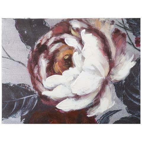 Dipinto Su Tela White Red Flower Composizione Floreale Rosso Bordeaux E Bianco 120x60 Cm - Foto 2
