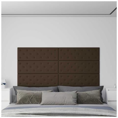 Testiera da Parete 12 pcs Marrone 90 x 30 cm Pelle Sintetica - Foto 2