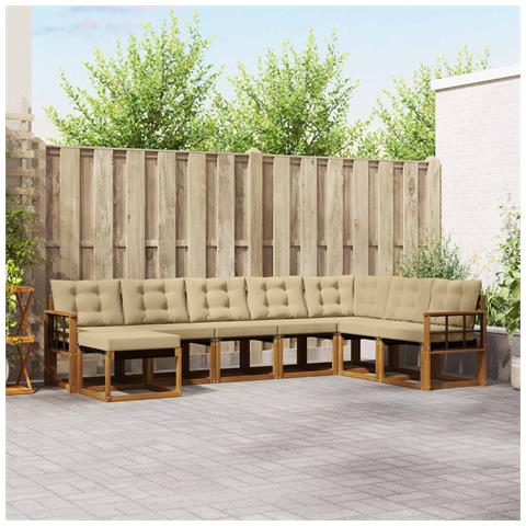 Set di divani da esterno con cuscino 8 pcs Naturale e Beige - Foto 2