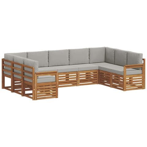 Set divani con cuscino 9 pcs Grigio Naturale e Chiaro - Foto 1
