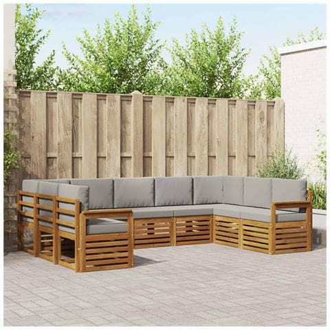 Set divani con cuscino 9 pcs Grigio Naturale e Chiaro - Foto 2