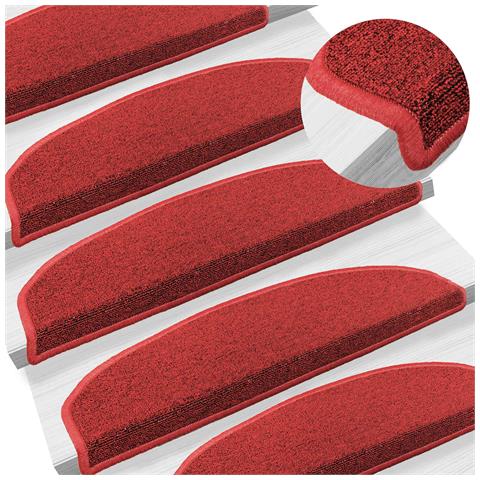 Tappetini per scale autoadesivi 15 pcs Rosso 80 x 24,5 x 3,5 cm - Foto 2