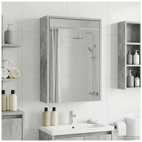 Mobiletto per specchio da bagno con lo scaffale Grigio cemento - Foto 2