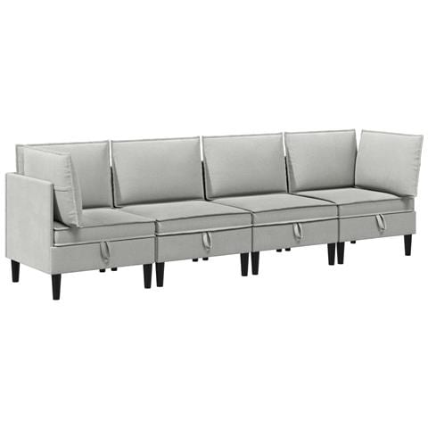 Set di mobili per il soggiorno 4 pcs Grigio chiaro Tessuto - Foto 1