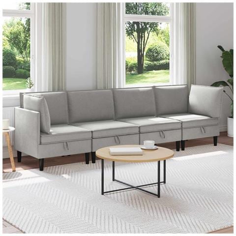 Set di mobili per il soggiorno 4 pcs Grigio chiaro Tessuto - Foto 2