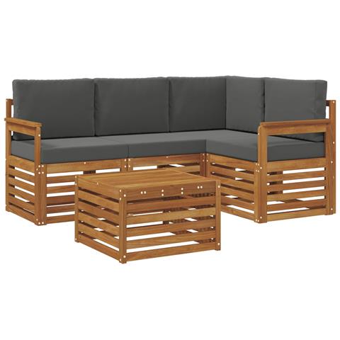 Set di divani da esterno con cuscino 5 pcs Naturale e Antracite - Foto 1