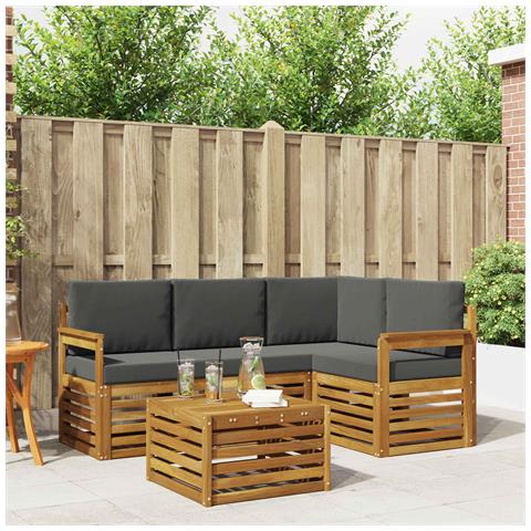 Set di divani da esterno con cuscino 5 pcs Naturale e Antracite - Foto 2