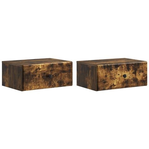 Mobiletto da notte a muro 2 pcs Rovere Fumo 49 x 34,5 x 20 cm - Foto 1