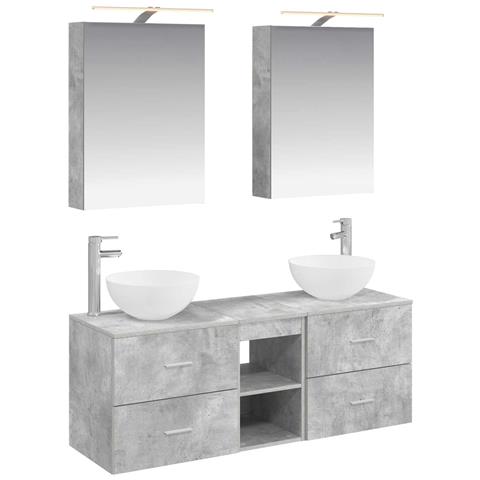Set di mobili per il bagno 5 pcs Grigio Cemento - Foto 1