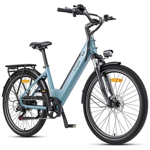 P275 SE Bicicletta elettrica urbana 27,5 pollici motore posteriore 250W, sensore di coppia 42Nm, autonomia fino a 100 km, batteria 36V 13Ah, freni idraulici, forcella anteriore ammortizzata, con App Bluetooth, Blu - Foto 1