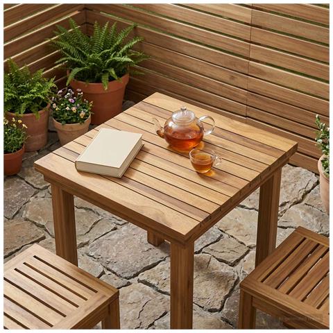 Piano del tavolo 40 x 40 x 3,5 cm Quadrato Legno di teak solido - Foto 2