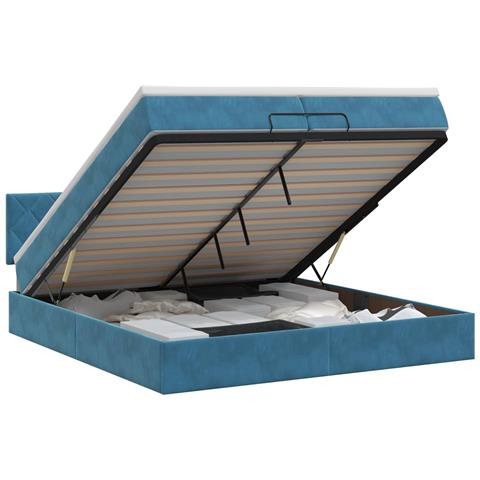 Letto ottomano con materasso Blu Scuro 200 x 200 cm Velluto - Foto 1