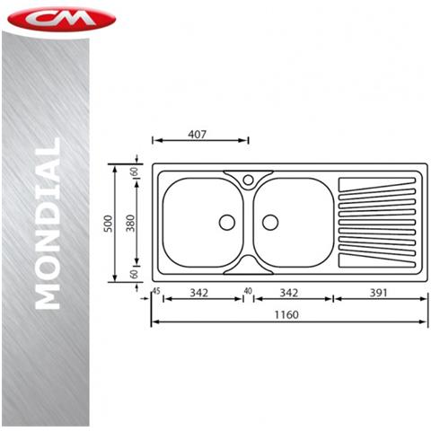 Lavello Acciaio Inox A Incasso, 2 Vasche, 116x50 Sinistro - Foto 2