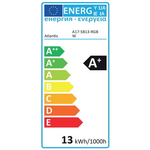 LAMPADA SMART BULK Wi-Fi 13W RGB (E27) ATLANTIS A17-SB13-RGBW colorata- controll. tramite App gratuita - Foto 1