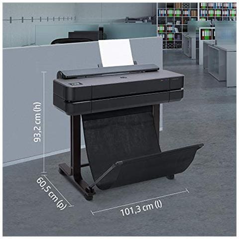 Hp Designjet T650 Stampante Per Grandi Formati da 61 Cm 5Hb08A, Formati Supportati da A4 Ad A1, Velocità 81 Pagine A1 All'Ora, Gigabit Ethernet, Usb Hi-Speed 2.0, Wi-Fi, Garanzia 2 Anni, Nero - Foto 2