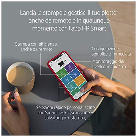 Hp Designjet T650 Stampante Per Grandi Formati da 61 Cm 5Hb08A, Formati Supportati da A4 Ad A1, Velocità 81 Pagine A1 All'Ora, Gigabit Ethernet, Usb Hi-Speed 2.0, Wi-Fi, Garanzia 2 Anni, Nero - Foto 5
