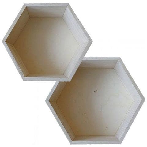 2 Ripiani Esagonali In Legno - 24 X 21 Cm E 27 X 23,5 Cm - Foto 1