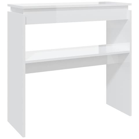 Tavolino Consolle Bianco Lucido 80x30x80 cm Legno Multistrato - Foto 1