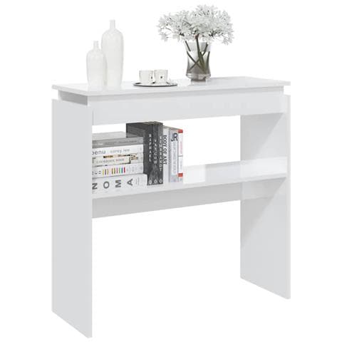Tavolino Consolle Bianco Lucido 80x30x80 cm Legno Multistrato - Foto 7