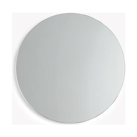 Specchio Rotondo Da Parete Retroilluminato Led, Specchiera Tonda Led Con Telaio In Alluminio Realizzata Interamente In Italia, Specchio Elegante Senza Cornice, Ø90cm - Foto 2