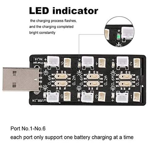 1 Pezzo 1s Lipo Batteria Caricabatterie Usb 3.8v / 4.35v 6 Canali Caricabatterie Lisv 1s Piccolo Tiny Whoop Blade Inductrix Micro Jst 1.25 Jst-ph 2.0 Mcx Mcpx Connettori - Foto 2