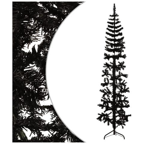 Albero Natale Artificiale Sottile A Metà E Supporto Nero 180 Cm - Foto 1