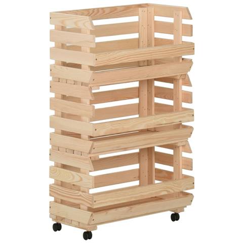 Carrello Portaverdure 37x30x80 Cm In Legno Massello Di Pino - Foto 1