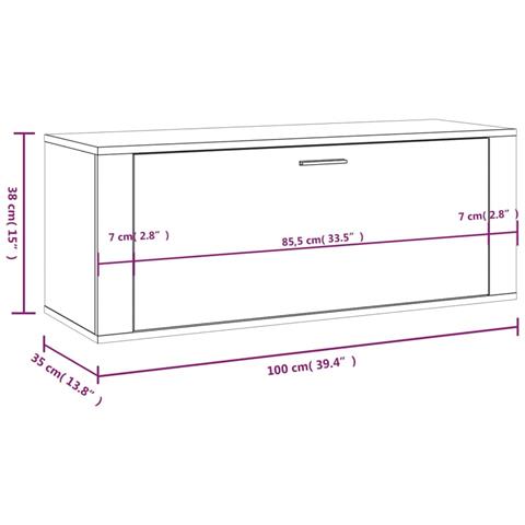 Scarpiera A Muro Rovere Fumo 100x35x38cm In Legno Multistrato - Foto 12