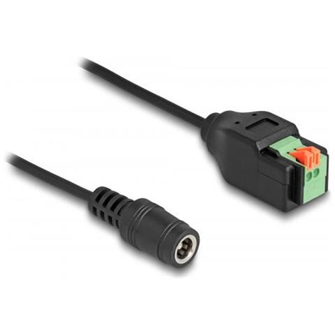 Delock Adattatore Da Presa Dc 5,5 X 2,1 Mm A Morsettiera Con Pulsante Da 15 Cm - Foto 1
